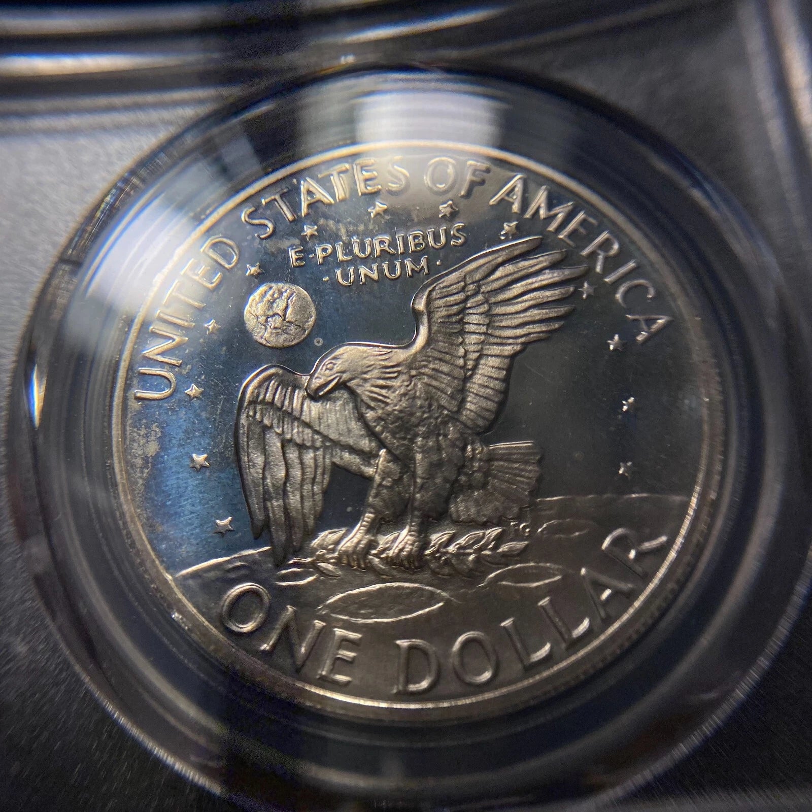 1972 S Eisenhower Ike Silver Dollar RAINBOW TONED PCGS PR67 DCAM Unc COLOR S$1