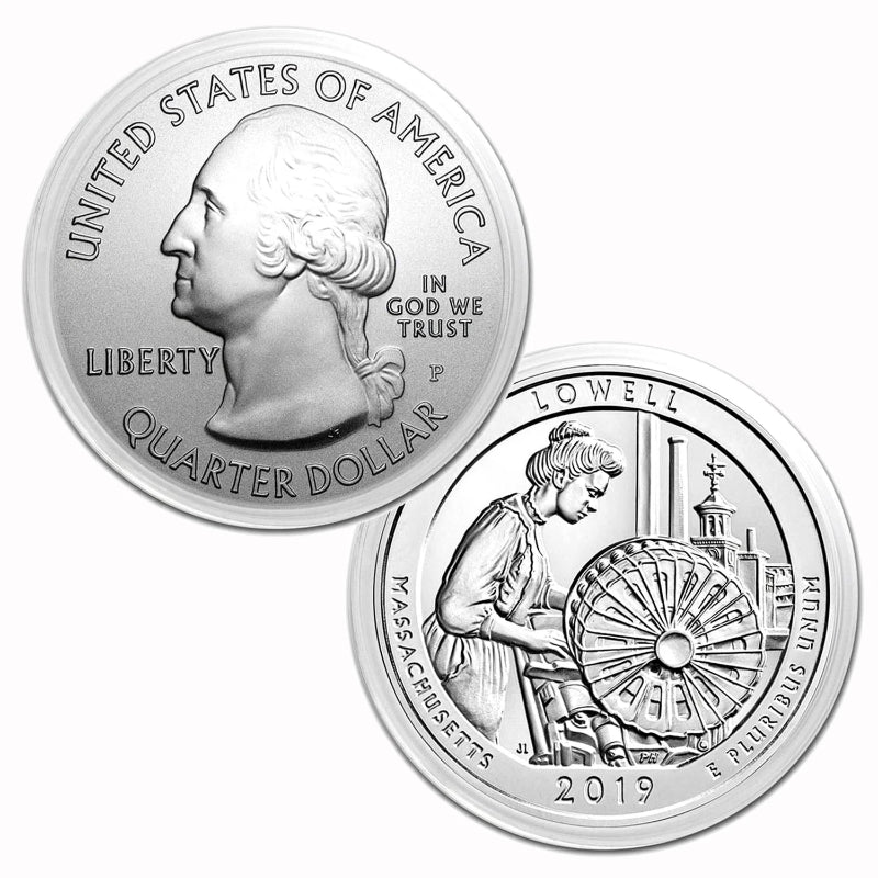 2019 $.25 5 oz Silver America the Beautiful Lowell National Park Massachusetts