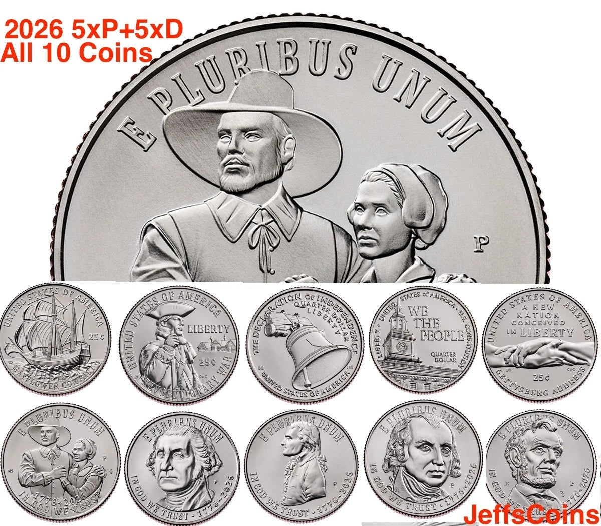 2026 P D Enduring Liberty Half Dollar Kennedy Mayflower Quarter LOW PD Presale 4