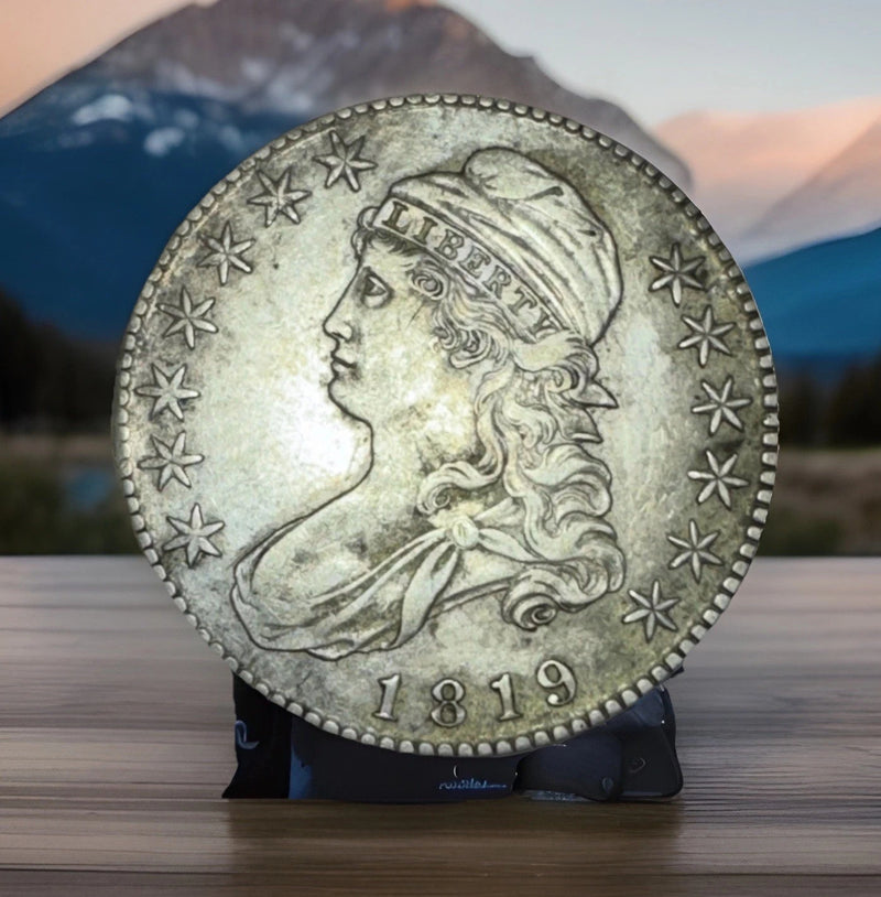 1819 50c Capped Bust Half Dollar EF/AU Large 9-1