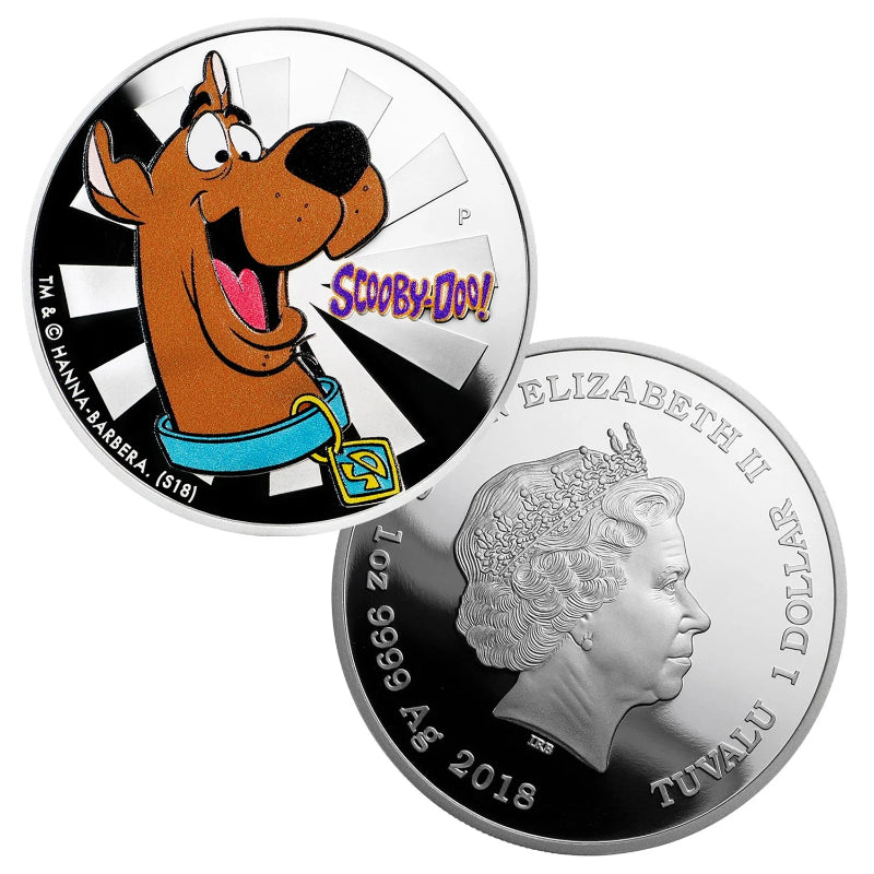2018 Tuvalu 1 oz .999 Silver Scooby-Doo Colorized Proof with Box-1