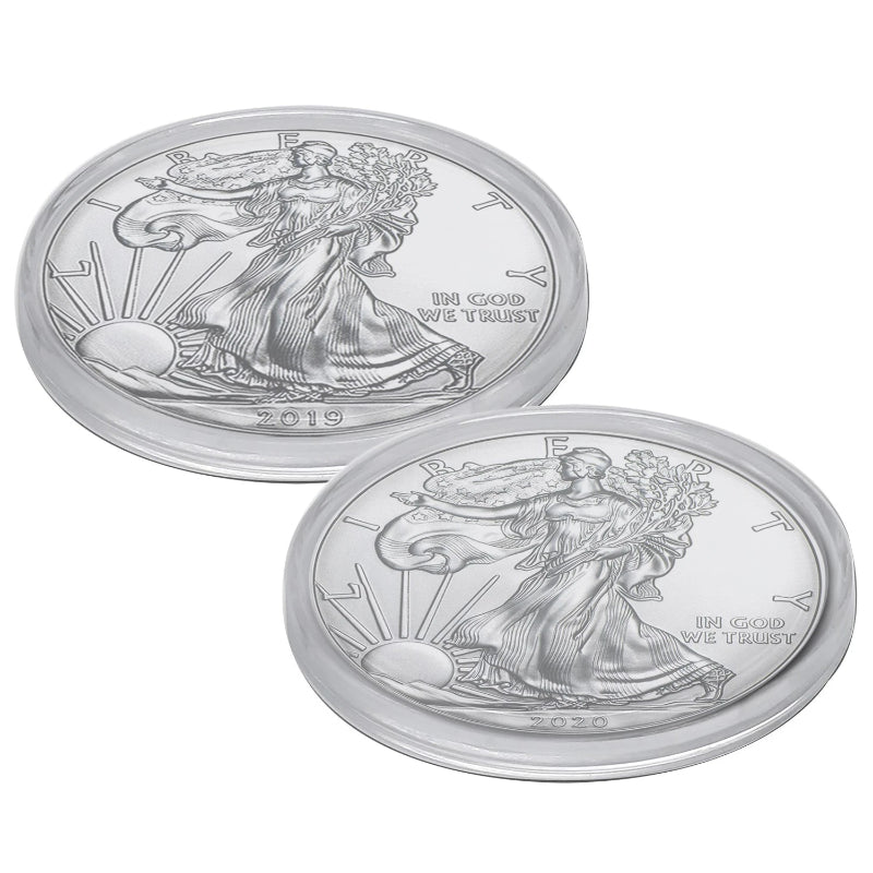 2019 & 2020 $1 American Silver Eagle Brilliant Uncirculated with Air-Tite
