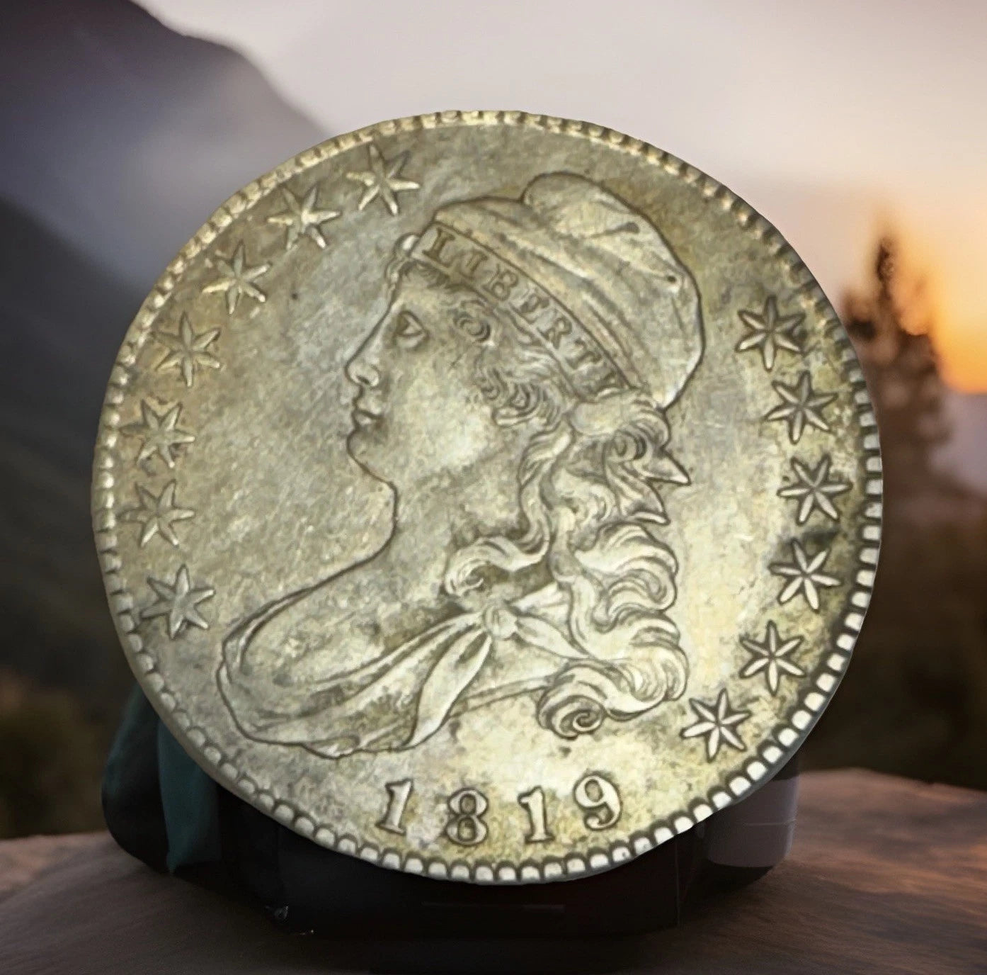 1819 50c Capped Bust Half Dollar EF/AU Large 9-3