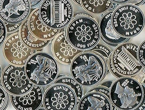 (5x) Pure .999 Silver Rounds Bullion Estate Lot & Vials Gold Flakes - Buy 2+-2