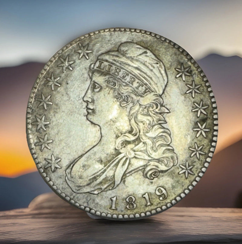 1819 50c Capped Bust Half Dollar EF/AU Large 9-5
