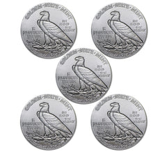 Lot of 5 (5) 0.10 (1/10) Troy Ounce .999 Silver 1929 Incuse Indian Round-3