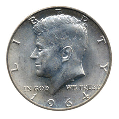 1964 Set of 2 - 90% Silver John F Kennedy JFK Half Dollar Circulated Very Fine-3