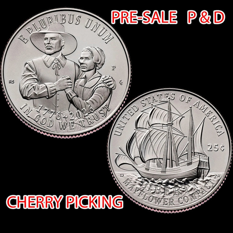 1776-2026 P D Semi-Quincentennial Mayflower Compact Quarters 2 COIN ⭐FROM ROLLS⭐-3