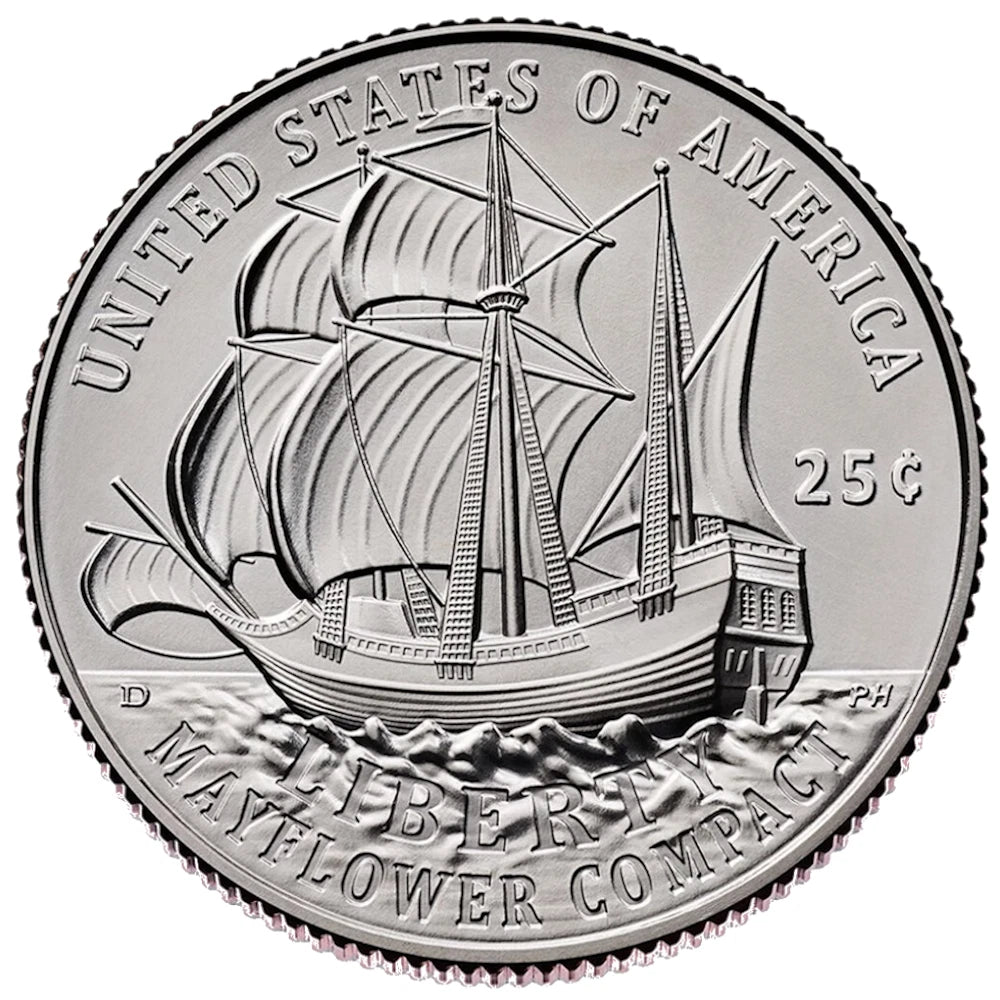 2026 Semiquincentenial Mayflower Compact P&D Quarter Dollar 2 Coin Set-3