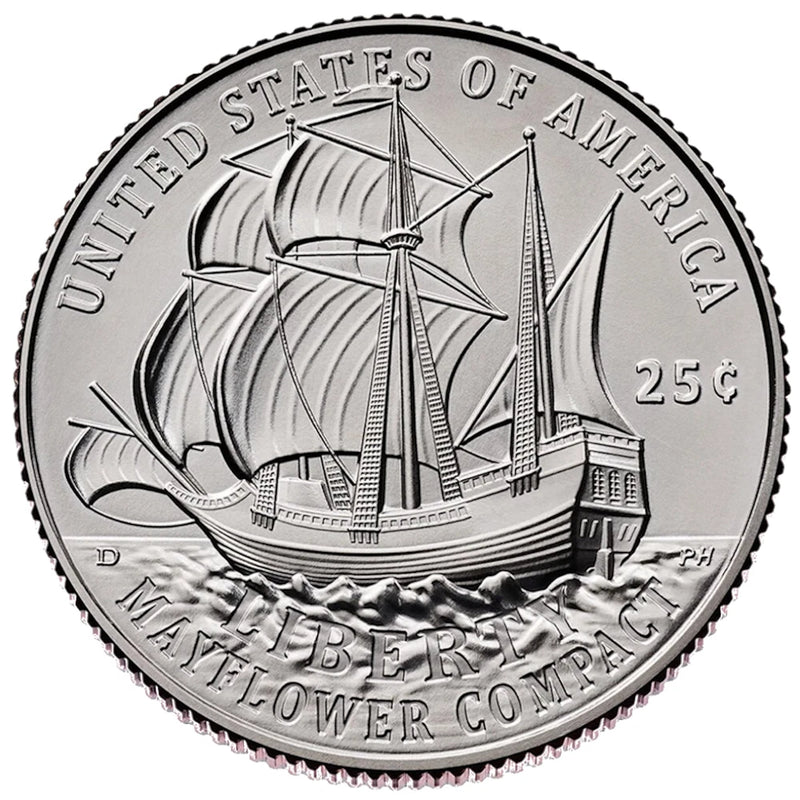 2026 Semiquincentenial Mayflower Compact P&D Quarter Dollar 2 Coin Set-3