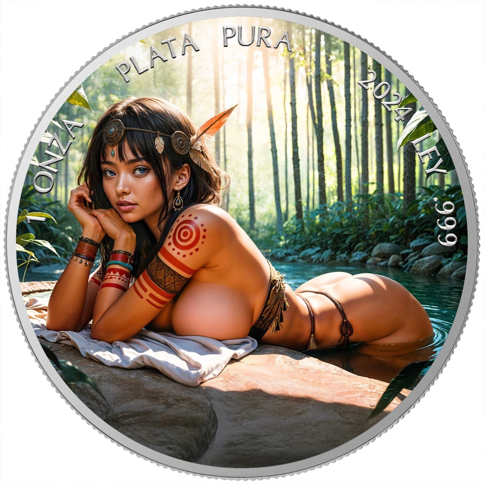Mexico 2024 Native Relaxing Naughty Temptation Sexy Girl 1 oz silver coin (.12)-4