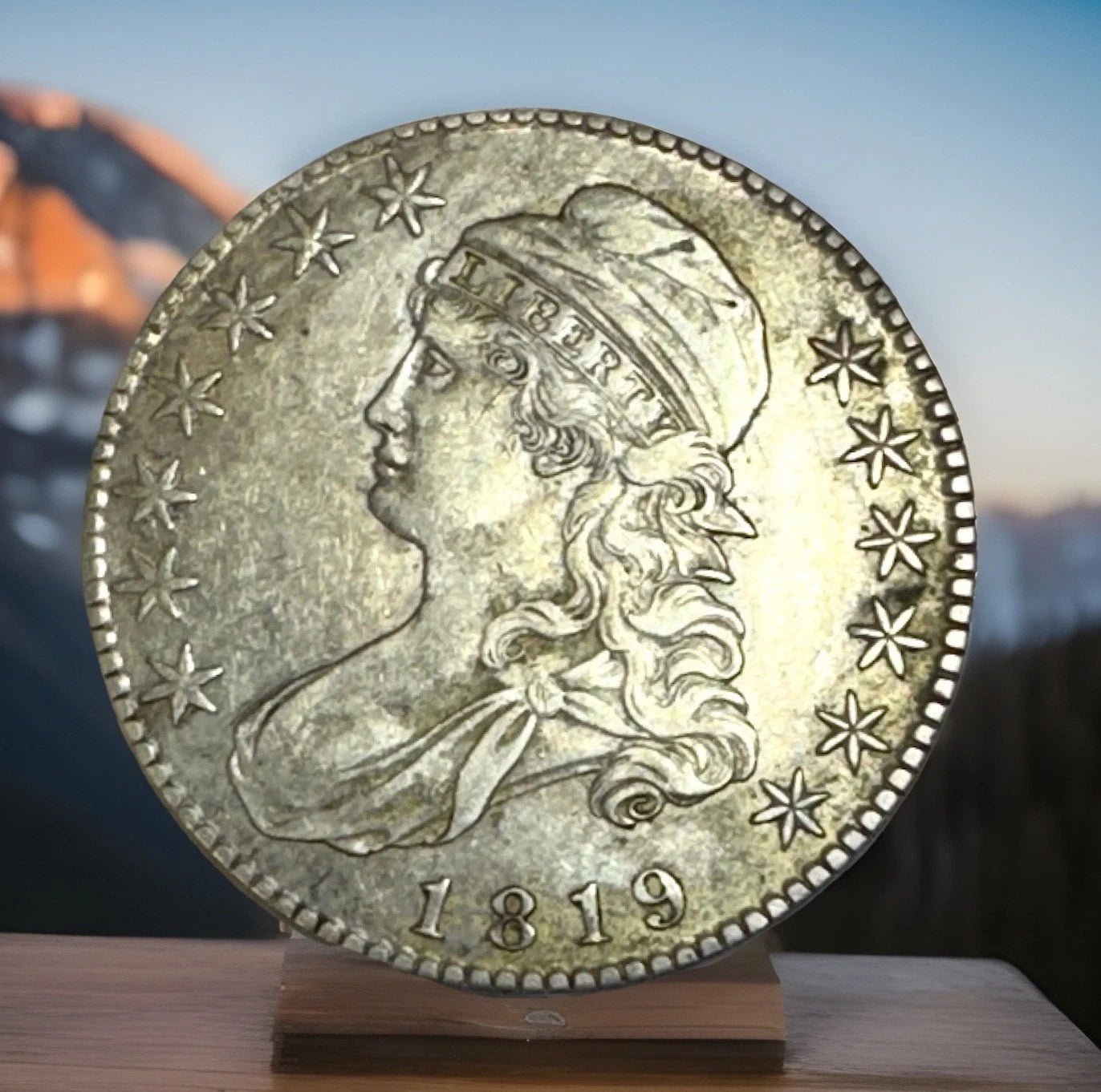 1819 50c Capped Bust Half Dollar EF/AU Large 9-8