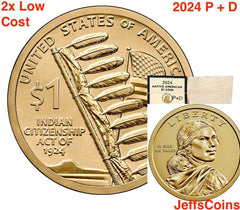2024 P D Native American Indian Citizenship Act of 1924 Sacagawea 2 Low Cost PD-12