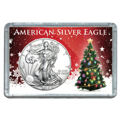 2015 $1 American Silver Eagle With Christmas Tree Design Holiday Holder-1