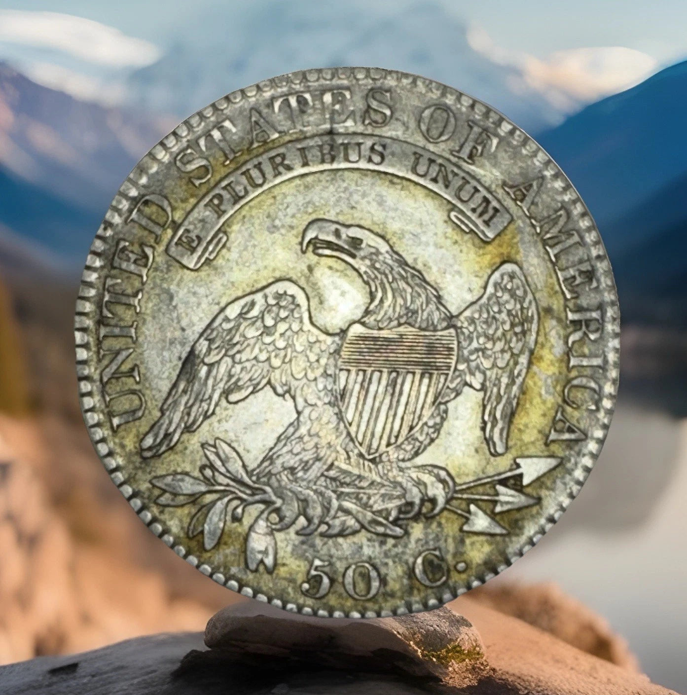 1819 50c Capped Bust Half Dollar EF/AU Large 9-9