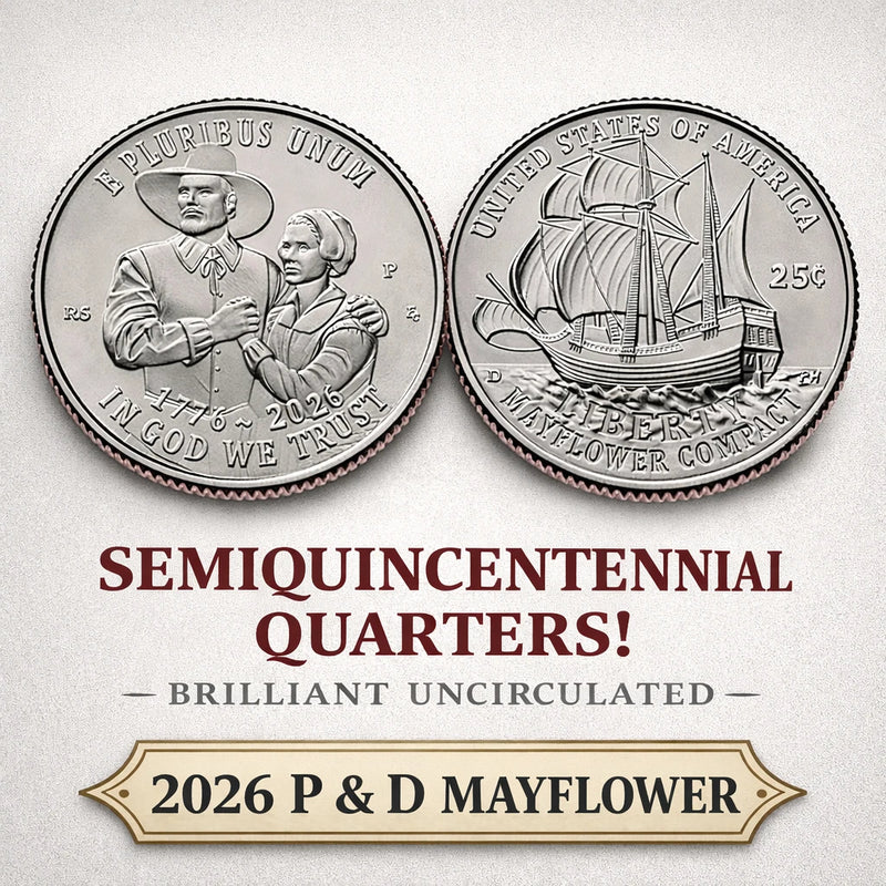 2026 SemiQ Mayflower Compact P & D ~ Uncirculated ~ Two Quarters Set!-4