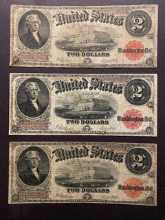 1917 $2 Two Dollar Note ✯ Red Seal Large Size Legal Tender Estate Lot Rare ✯-3