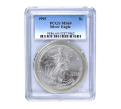 1995 $1 American Silver Eagle MS69 PCGS-3