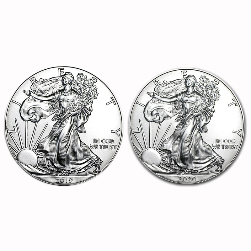 2019 & 2020 $1 American Silver Eagle Brilliant Uncirculated with Air-Tite-4