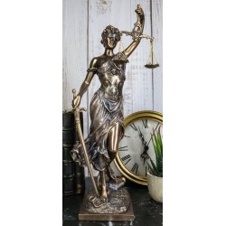 A Gift Bronzed Resin Greek Goddess Lady Of Justice Statue 13.5'H La Justicia Dike Figurine